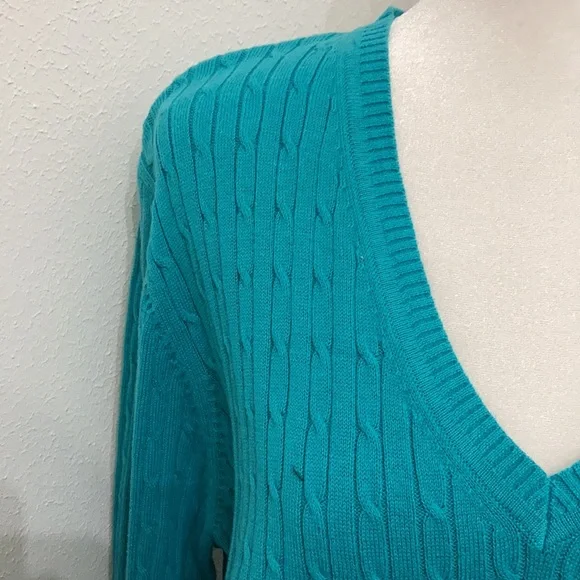 NWT Kim Rogers Original Turquoise Cable Knit Sweater Size XL - Picture 9 of 16